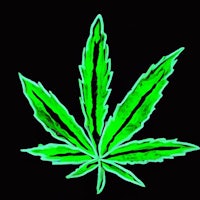 a green marijuana leaf on a black background